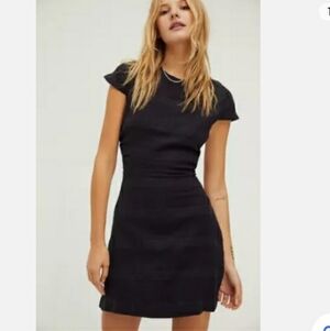 Free People Meika Open Back Double Tie Dress in Black size L